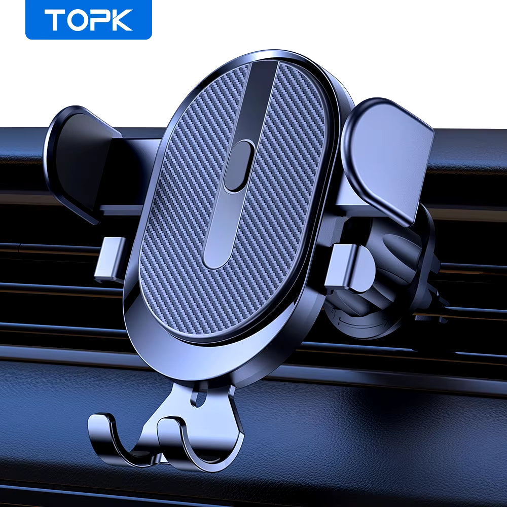 Upgrade Your Drive with the TOPK 2023 Car Phone Holder - Auto Locking, Hook Clip Design for Secure Air Vent Mounting