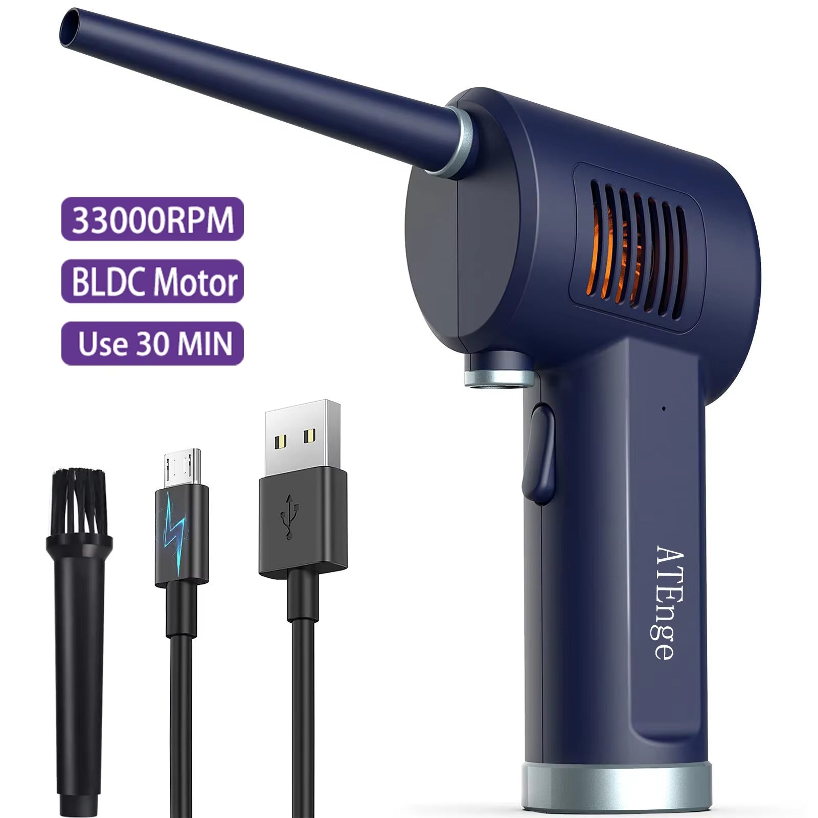 Powerful Cordless Air Duster for Ultimate Computer Cleaning - Rechargeable & Eco-Friendly Alternative to Compressed Gas Cans