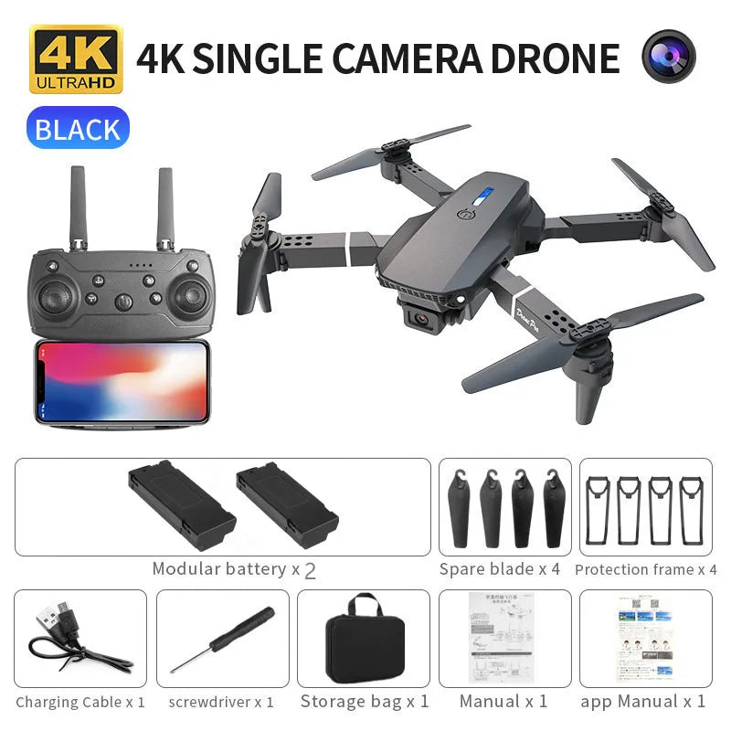 Experience the Thrill of Aerial Adventure with the Professional Drone E88 - 4K HD Camera, Wifi FPV, and Foldable Design for Endless Fun!