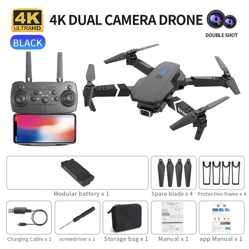 Experience the Thrill of Aerial Adventure with the Professional Drone E88 - 4K HD Camera, Wifi FPV, and Foldable Design for Endless Fun!